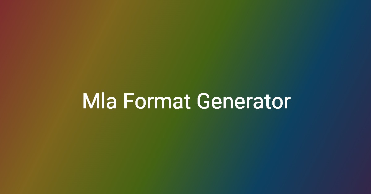 Mla format generator appwizr